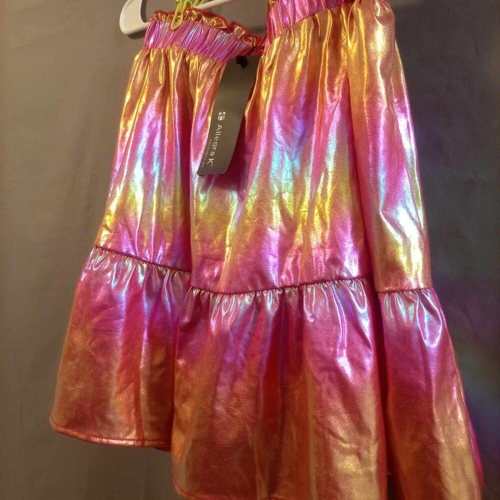NWT Allegra K Metallic Party A-Line Mini Skirt Sz M